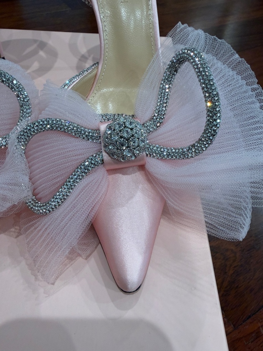 Mach & Mach Pink Satin Bow Pumps - Picture 2 of 7